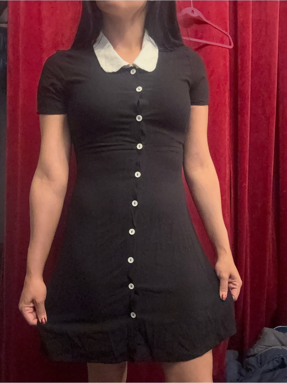 Forever 21 Black Mini Dress with White Peter Pan Collar